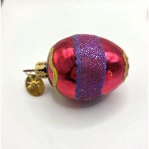 Christopher Radko Ornament Easter Egg Dreams Shiny Red Little Gems 2" Glass